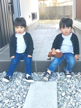 「フリンジデニム」｜「アイテム（その他）」を使った、˙˳⋆﻿୨୧あい୨୧˙˳⋆﻿さん（キッズ・90cm）の春コーディネート
