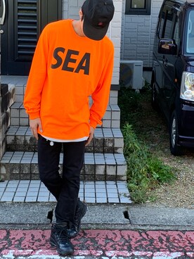 「KaneZ（ケインズ）のアイテム（キャップ）」を使った、太郎次郎さん（メンズ・173cm）の秋コーディネート