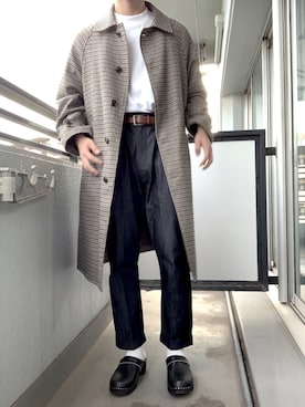 「SLICK（スリック）のアイテム（ステンカラーコート）」を使った、Yoshikiさん（メンズ・166cm）の秋コーディネート