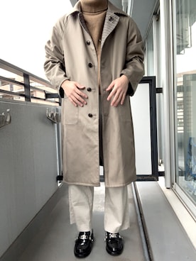 「SLICK（スリック）のアイテム（ステンカラーコート）」を使った、Yoshikiさん（メンズ・166cm）の秋コーディネート