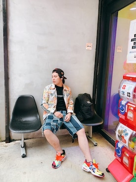 「Slightly Numb（スライトリーナム）のアイテム」を使った、愛羅武勇さん（メンズ・176cm）の夏コーディネート