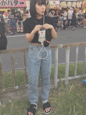 「祭り」｜「アイテム（サンダル）」を使った、ゆんちゃんさん（レディース・154cm）の夏コーディネート
