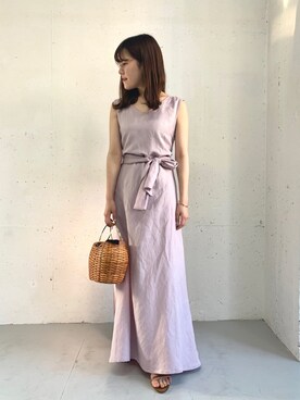 「URBAN RESEARCH ROSSO（アーバンリサーチロッソ）のリボンマキシワンピース（ワンピース）」を使った、HIRANOさん（レディース・150cm）の春コーディネート