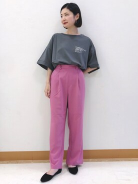 「RAG MACHINE（ラグマシーン）の【RAG MACHINE】バックスリットパンツ（その他パンツ）」を使った、suchanさん（レディース・158cm）の夏コーディネート