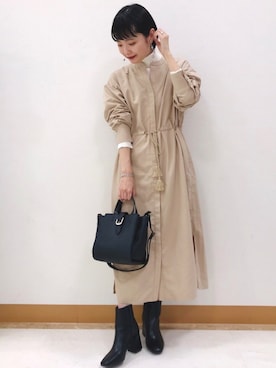「Right-on（ライトオン）のアイテム（シャツワンピース）」を使った、suchanさん（レディース・158cm）の秋コーディネート