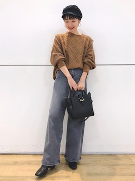 「Right-on（ライトオン）のアイテム（キャスケット）」を使った、suchanさん（レディース・158cm）の冬コーディネート