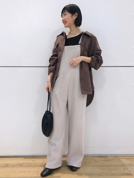 「RAG MACHINE（ラグマシーン）のアイテム（サロペット/オーバーオール）」を使った、suchanさん（レディース・158cm）の冬コーディネート