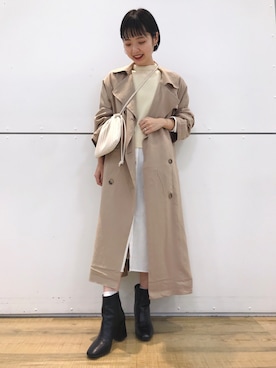 「HONEYSUCKLE ROSE（ハニーサックルローズ）のアイテム（トレンチコート）」を使った、suchanさん（レディース・158cm）の春コーディネート