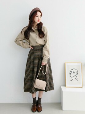 「韓国好きな人と繋がりたい」｜「アイテム（その他シューズ）」を使った、10reaさん（レディース・163cm）の冬コーディネート