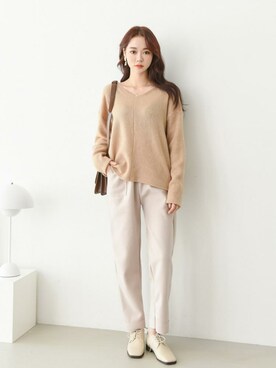 「韓国好きな人と繋がりたい」｜「アイテム（その他シューズ）」を使った、10reaさん（レディース・163cm）の冬コーディネート