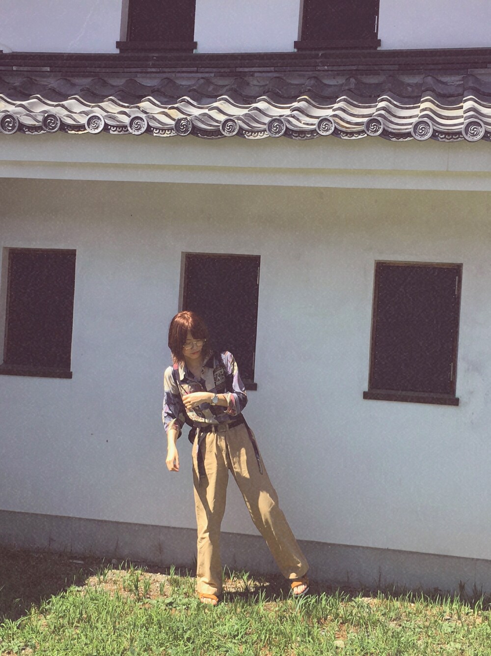 「古着、秋のコーデ、ootd、ラフ、カジュアル」｜「no brandのアイテム（シャツ/ブラウス、ブルー系）」を使った、♥︎ mayu ♥︎さん（レディース・158cm）の秋コーディネートの1枚目の写真