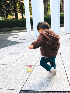 「公園コーデ」｜「アイテム（その他アウター）」を使った、baby0y814さん（キッズ・80cm）の秋コーディネート