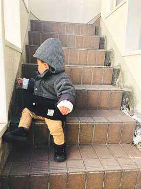 「1歳3ヶ月」｜「アイテム（ダウンジャケット/コート）」を使った、baby0y814さん（キッズ・80cm）の冬コーディネート