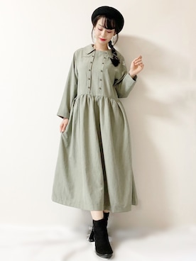 「ピスタチオ」｜「アイテム（ハンチング/ベレー帽）」を使った、まーみんさん（レディース・160cm）の冬コーディネート