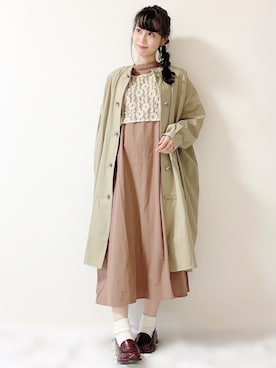 「sakishimatokyo（サキシマトーキョー）のアイテム（ノーカラージャケット）」を使った、まーみんさん（レディース・160cm）の冬コーディネート
