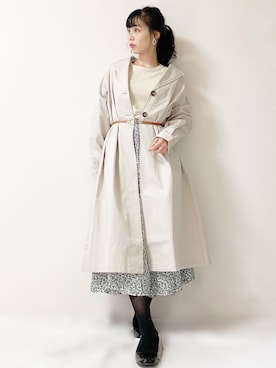「sakishimatokyo（サキシマトーキョー）のアイテム（チェスターコート）」を使った、まーみんさん（レディース・160cm）の冬コーディネート