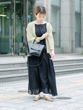 「アイテム（バレエシューズ、グリーン系）」を使った、おすみさん（レディース・152cm）の夏コーディネート