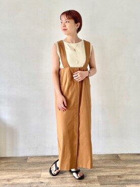 「アイテム（タンクトップ、グレー系）」を使った、おすみさん（レディース・152cm）の夏コーディネート