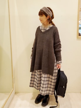 「アイテム（バックパック/リュック）」を使った、やまペイさん（レディース・153cm）の冬コーディネート