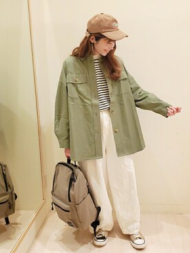 「Samansa Mos2 blue（サマンサモスモスブルー）のアイテム（その他アウター）」を使った、やまペイさん（レディース・153cm）の春コーディネート