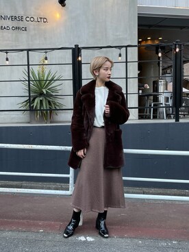 「Lui's（ルイス）のアイテム（その他アウター）」を使った、mkkkisさん（レディース・163cm）の冬コーディネート