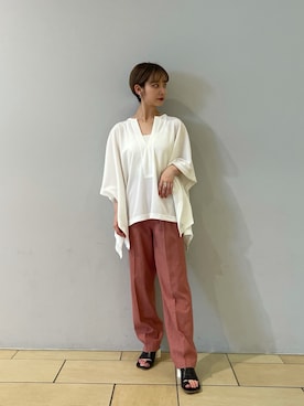 「CLANE（クラネ）のアイテム（スラックス）」を使った、mkkkisさん（レディース・163cm）の夏コーディネート
