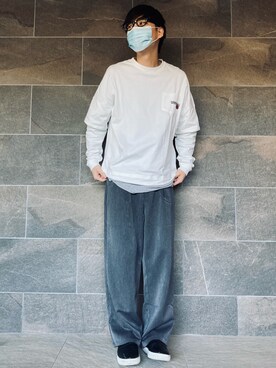 「unrelaxing（アンリラクシング）のアイテム（パンツ）」を使った、いけがみさん（メンズ・173cm）の春コーディネート