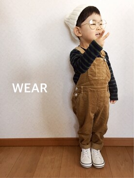 「GLOBAL WORK（グローバルワーク）のアイテム（オールインワン・サロペット）」を使った、H_Kaさん（キッズ・90cm）の冬コーディネート