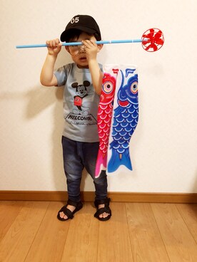 「こどもの日」｜「アイテム（キャップ）」を使った、H_Kaさん（キッズ・100cm）の春コーディネート