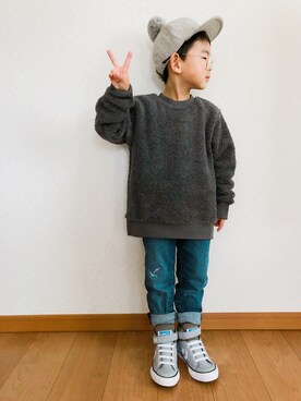 「SEVENDAYS=SUNDAY（セブンデイズサンデイ）のアイテム（スウェット）」を使った、H_Kaさん（キッズ・110cm）の冬コーディネート
