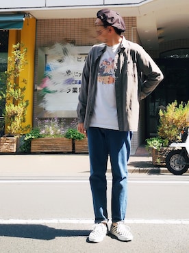 「ロールアップ」｜「アイテム（キャスケット）」を使った、dske_sbtaさん（メンズ・176cm）の春コーディネート