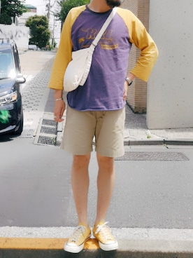 「RRL（ダブル アール エル）のアイテム（チノパンツ）」を使った、dske_sbtaさん（メンズ・176cm）の夏コーディネート