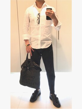 「PT（ピーティ）のアイテム（スラックス）」を使った、ボンジョルノさん（メンズ・168cm）の夏コーディネート