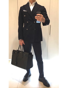 「PT（ピーティ）のアイテム（スラックス）」を使った、ボンジョルノさん（メンズ・168cm）の夏コーディネート