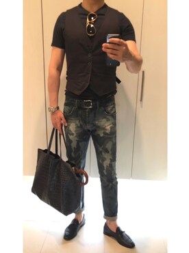 「MAGNANNI（マグナーニ）のアイテム」を使った、ボンジョルノさん（メンズ・168cm）の夏コーディネート