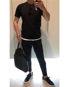 「PT（ピーティ）のアイテム（スラックス）」を使った、ボンジョルノさん（メンズ・168cm）の夏コーディネート