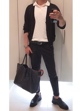 「PT（ピーティ）のアイテム（スラックス）」を使った、ボンジョルノさん（メンズ・168cm）の夏コーディネート