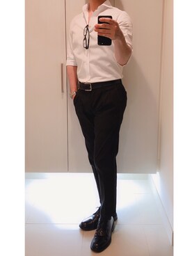 「PT（ピーティ）のアイテム（スラックス）」を使った、ボンジョルノさん（メンズ・168cm）の夏コーディネート