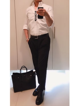 「PT（ピーティ）のアイテム（スラックス）」を使った、ボンジョルノさん（メンズ・168cm）の夏コーディネート