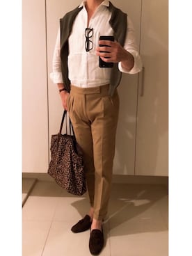 「秋冬」｜「アイテム（スリッポン）」を使った、ボンジョルノさん（メンズ・168cm）の秋コーディネート