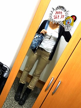「リメイクデニム」｜「アイテム（アクセサリー）」を使った、REさん（レディース・160cm）の秋コーディネート