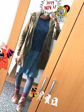 「ファー」｜「アイテム（モッズコート）」を使った、REさん（レディース・160cm）の秋コーディネート