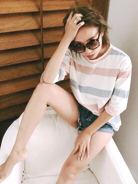 「アイテム（Tシャツ/カットソー、その他）」を使った、ERYさん（レディース・155cm）の夏コーディネート