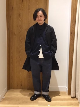 「coenスタッフスタイリング」｜「アイテム（ステンカラーコート）」を使った、coen   いけださん（メンズ・168cm）の冬コーディネート