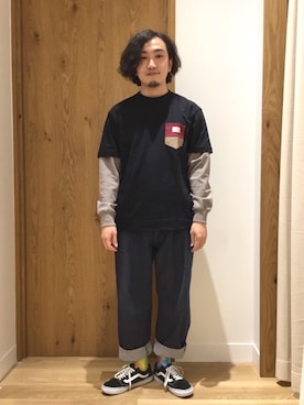 「coen（コーエン）のUSAコットンヘビーウェイトロンT（Tシャツ/カットソー）」を使った、coen   いけださん（メンズ・168cm）の春コーディネート