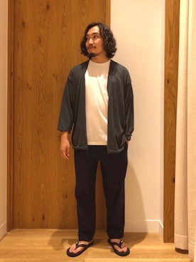 「アイテム（ビーチサンダル）」を使った、coen   いけださん（メンズ・168cm）の夏コーディネート