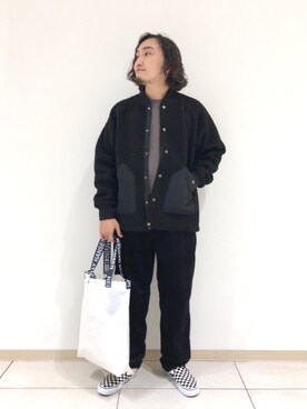 「USAコットン」｜「アイテム（ブルゾン）」を使った、coen   いけださん（メンズ・168cm）の秋コーディネート