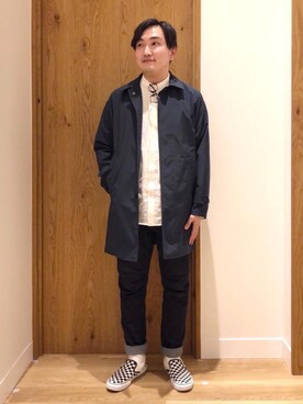 「2021春新作」｜「アイテム（ステンカラーコート）」を使った、coen   いけださん（メンズ・168cm）の冬コーディネート