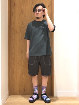 「USAコットン」｜「アイテム（サンダル）」を使った、coen   いけださん（メンズ・168cm）の春コーディネート