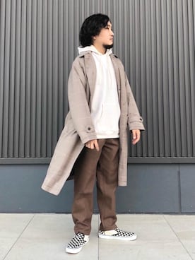 「coen（コーエン）のアイテム（ステンカラーコート）」を使った、coen   いけださん（メンズ・168cm）の秋コーディネート
